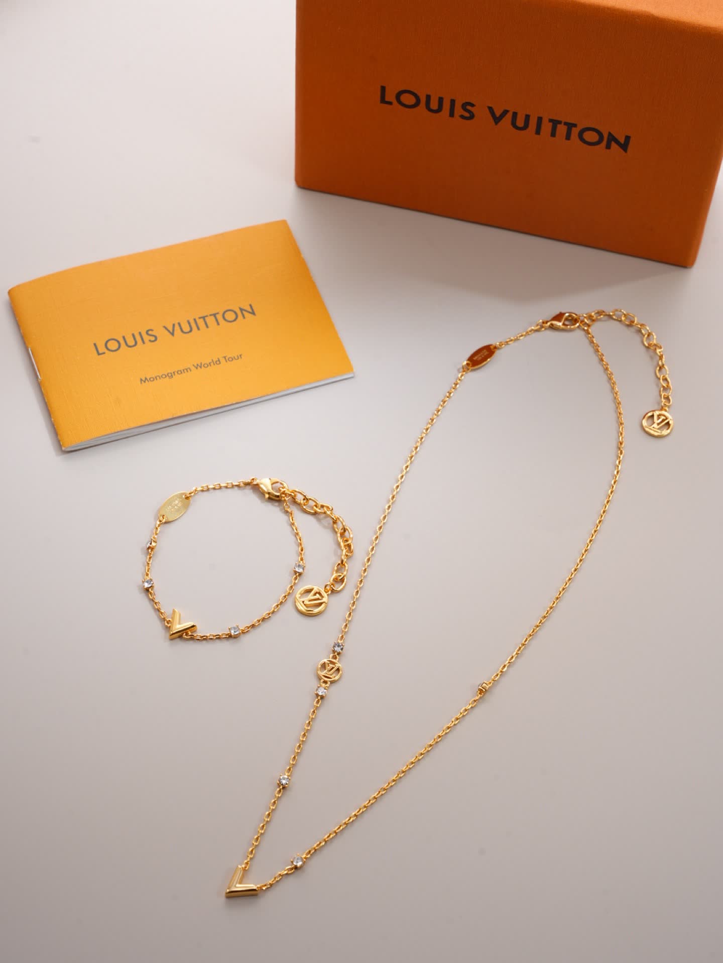 Louis Vuitton Gold Tone Crystal Bracelet